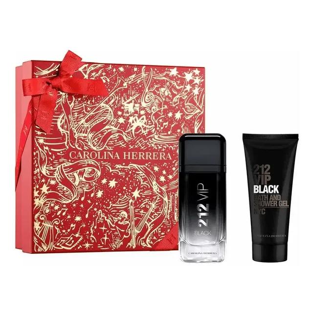 Kit Presente Perfume Carolina Herrera 212 Vip Men Black Eau De Parfum 100 Ml + Gel De Banho 100 Ml