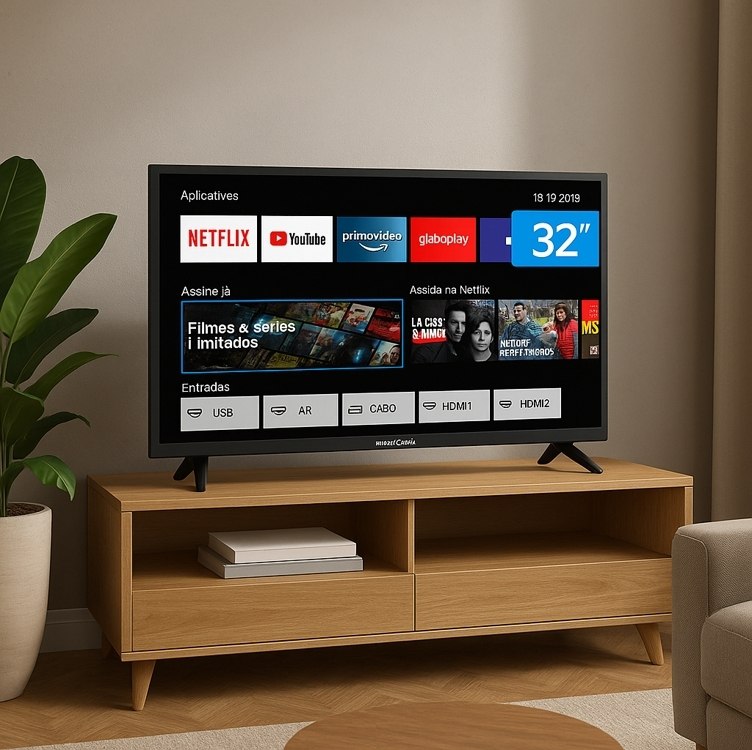 Smart TV 32" HD Britânia B32CRA Roku TV LED Wi-fi HDMI USB