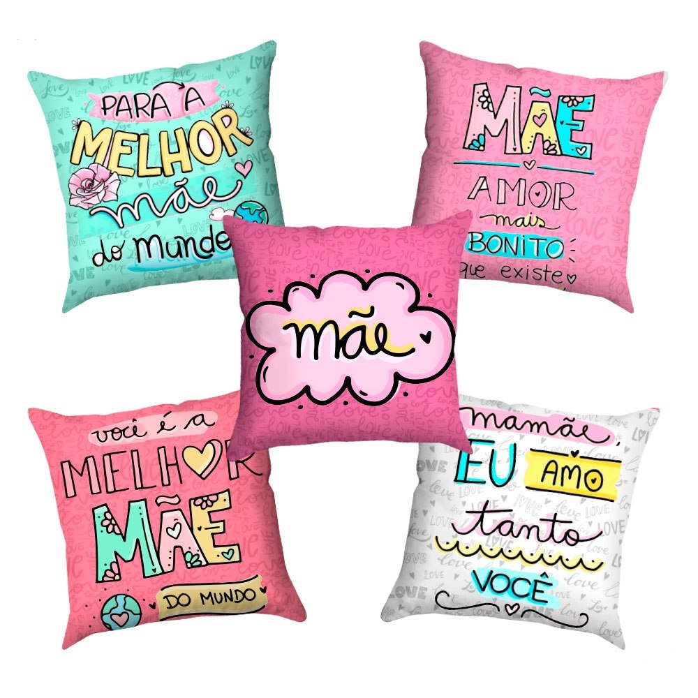 Kit Almofada Dia Das Mães - Almofadas 20x20 Cesta Presente